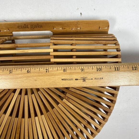 CULT GAIA Gaias Ark Bamboo Purse Clutch Boho Top Handle Crescent Bag - Picture 11 of 14